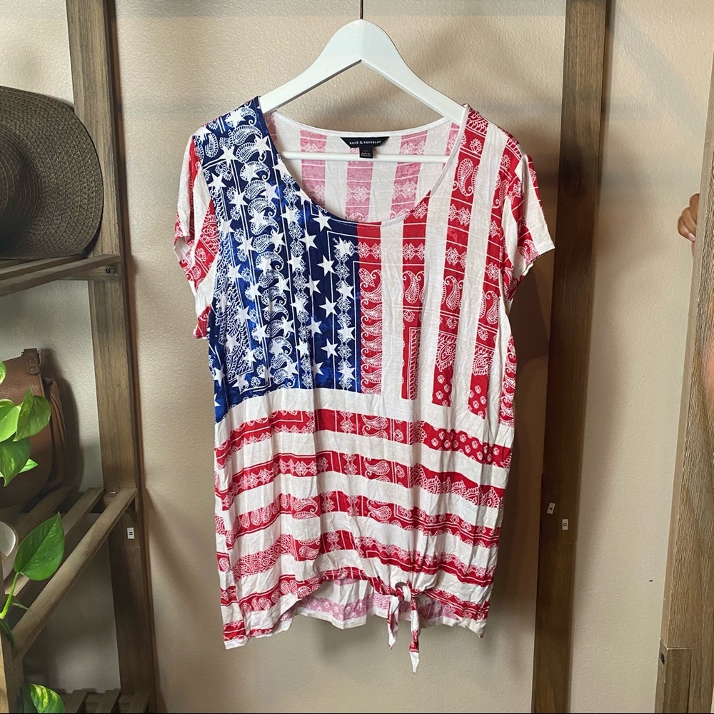 Rock & Republic Paisley Stars And Strips Top